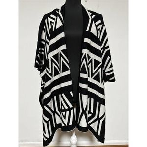Forever 21 Geometric Print Drape Knit Poncho Cardigan Sweater Sz S/M/L